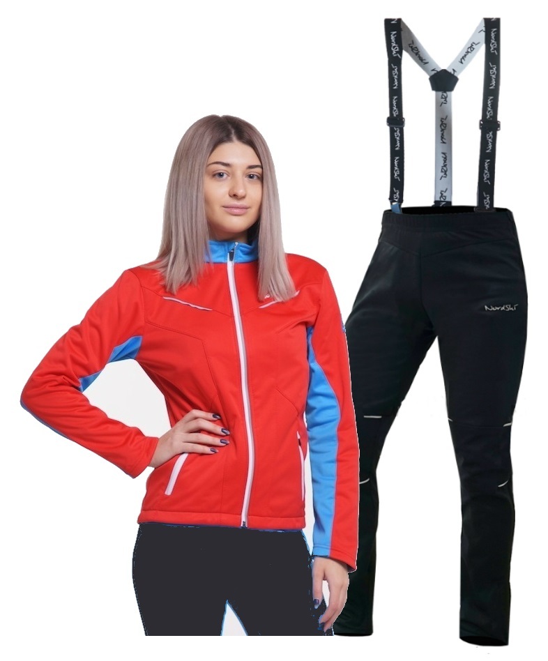 Nordski National Premium разминочный лыжный костюм женский Red-Black