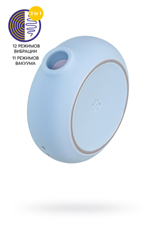 Вакуумный стимулятор клитора с вибрацией Satisfyer Pro To Go 3, голубой, 8,5 см