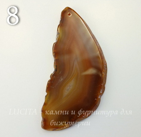 Подвеска Срез Агата (тониров)(цвет- коричневый) (№8 (88х38 мм))