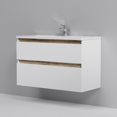 Тумба с раковиной, подвесная, 100 см, 2 ящика, белый глянец,  AM.PM X-Joy - M85AFHX1002WG
