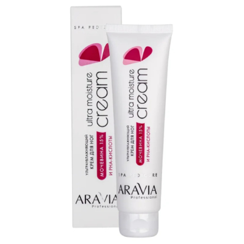 Крем для ног ультраувлажняющий с мочевиной (15%) И PHA-кислотами ULTRA MOISTURE CREAM, 100 мл ARAVIA Professional