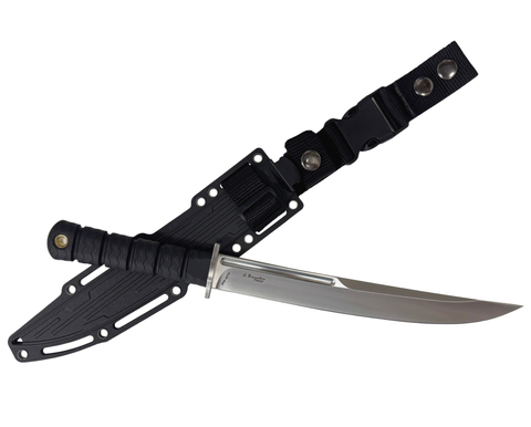 Нож туристический K839-2 VN PRO, сталь AUS8 сатиновое покрытие, рукоять Кратон, черный MOLLE