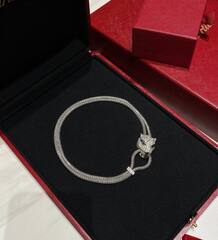 Колье с подвеской голова ПАНТЕРЫ в обсыпке коллекция PANTHERE white VGOLD