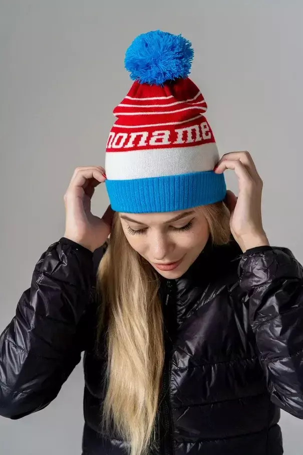 Вязаная шапка Noname Original Beanie red-blue - 5