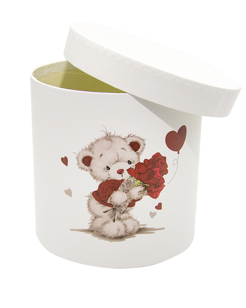 Коробка Цилиндр Белая (Средняя Мишки)