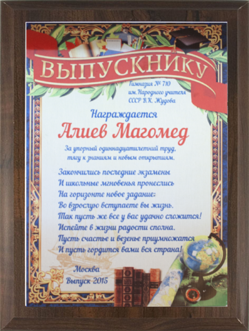 Наградная плакетка 