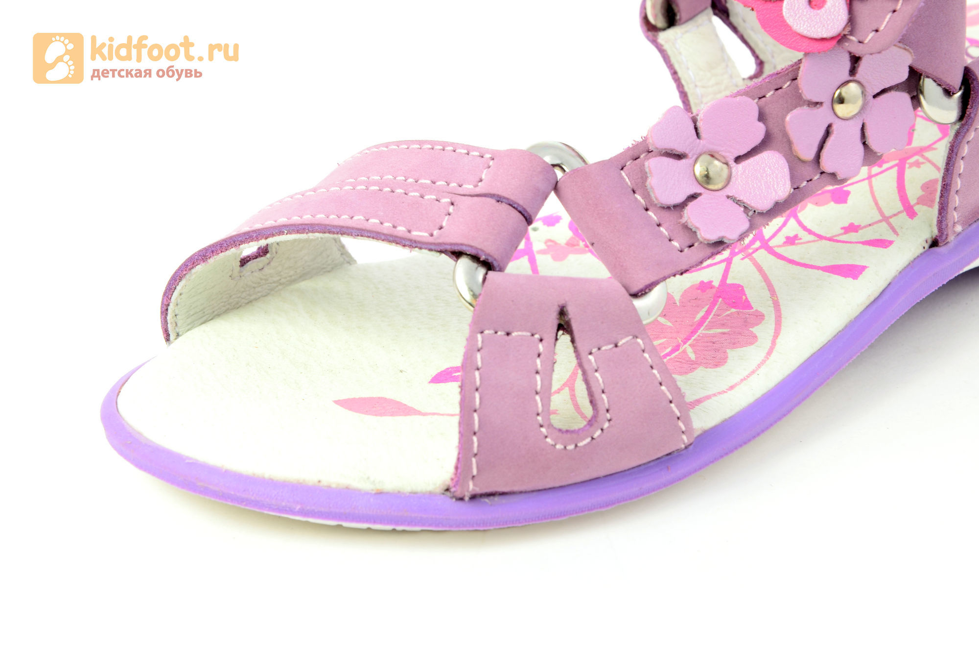 Детские босоножки Котофей 522073-21 из натуральной кожи, для девочки, сиреневые