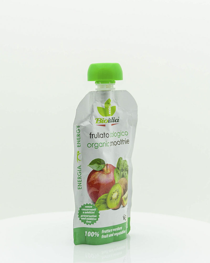 Пюре Bioitalia из Яблока, Киви и Шпината-Смузи 120 г