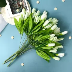 Крокусы-подснежники искусственные, Белые, букет 37 см, набор 5 букетов
