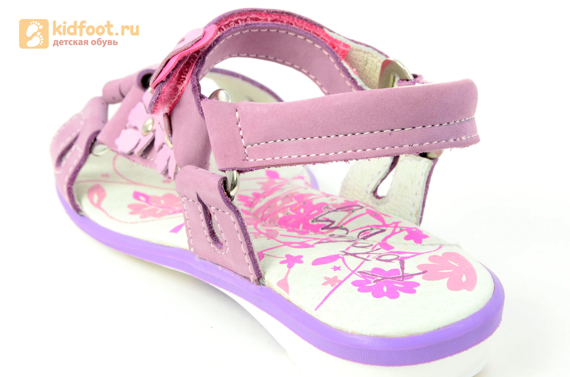 Детские босоножки Котофей 522073-21 из натуральной кожи, для девочки, сиреневые