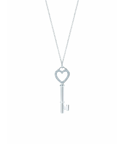 Кулон - ключ из белого золота 18k с бриллиантами, Tiffany 💠 Love key - в наличии