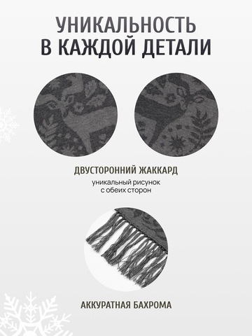 Шарф зимний «Таинственный Лес» серого цвета (С бахромой)