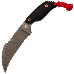 Фото Нож Barmaley Knives Naga II XL Серп серрейтор, сталь VG-10, рукоять черная микарта