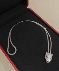 Колье с подвеской голова ПАНТЕРЫ в обсыпке коллекция PANTHERE white VGOLD
