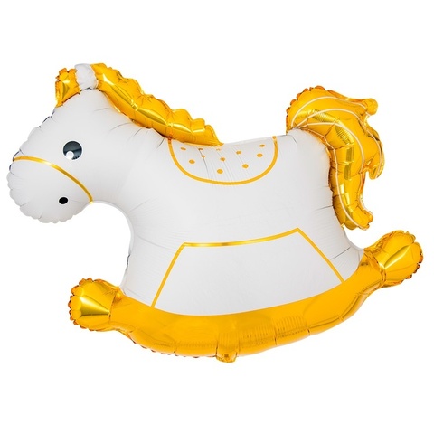 Шар К Фигура, Лошадка-Качалка, Белый, 37''/94 см, 1 шт. (В упаковке)