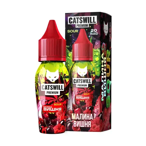 Жидкость CATSWILL PREMIUM SOUR Salt 2% 30 ml - МАЛИНА ВИШНЯ