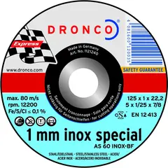 Абразивный отрезной диск AS 60 T INOX 115х1 Dronco 1111240
