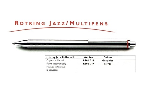 Ручка-роллер Rotring Jazz Capless, автоматическая, бесколпачковая, Chrome Steel (R 502719)
