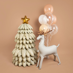 Шар К Фигура 3D, Новогодняя елка, Сатин, Кремовый, 51''/130 см, 1 шт.