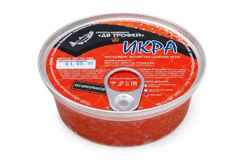 Икра красная кеты БЕЗ КОНСЕРВАНТОВ, 200г