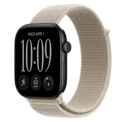 Умные часы Apple Watch Series 12 GPS, 46mm, Black Aluminum Case with Limestone Sport Loop