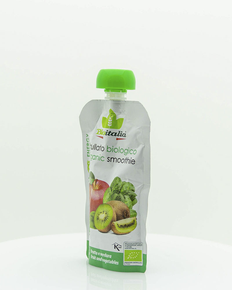 Пюре Bioitalia из Яблока, Киви и Шпината-Смузи 120 г
