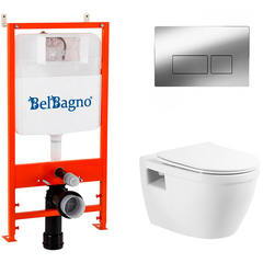 BelBagno Loto BB070CHR/SC/BB026/BB041CR Инсталляция с унитазом и сиденьем, цвет: белый фото