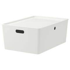 Контейнер с крышкой IKEA KUGGIS (КУГГИС), Пластик, Белый, 37x54x21 см