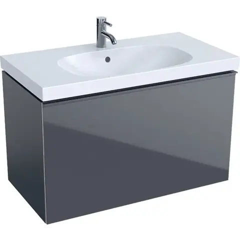 Geberit Acanto 500.612.JK.2 Тумба под раковину, 89x53.5x47.5см, темно-серый / лакированный матовый, темно-серый / глянцевое стекло