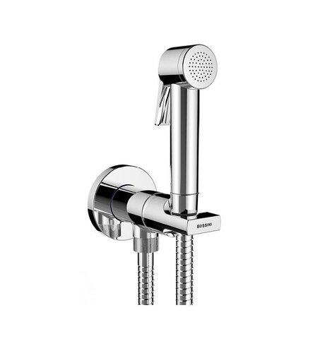 Bossini Paloma Flat E34001B.030 Гигиенический комплект c монокомандным смесителем: лейка,  шланг из латуни 125 см, цвет: хром (ЦЕНА со склада! )