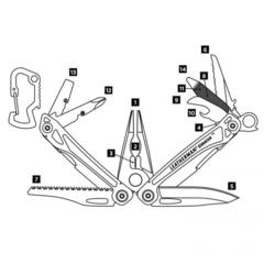 Мультитул Leatherman Sidekick + карабин, 14 функций, чёрный нейлоновый чехол (831439) | Multitool-Leatherman.Ru