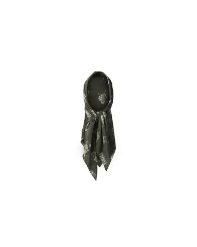 Летиция (Letecia), Косынка из хаки крепдешина с молочными цветами