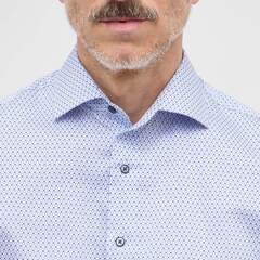 Сорочка мужская Eterna Slim Fit 4163-G170-12 с сине-голубым принтом, короткий рукав