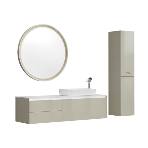 Creavit Flat FA0160.01.PL+FA160.00+LP060 Нижний модуль + Гранитная столешница с раковиной, цвет: бежевый