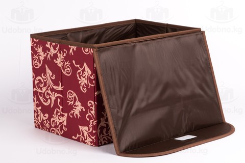 Складной короб для хранения одежды, 38*25*25 см (бордо с узорами)