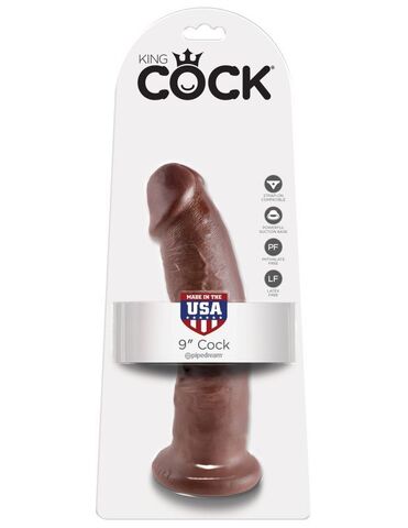 Фаллоимитатор на присоске коричневый King Cock 9