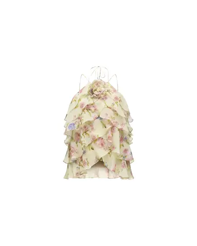 Далия топ (Dahlia top), топ из бледно-желтого шифона с цветочным принтом