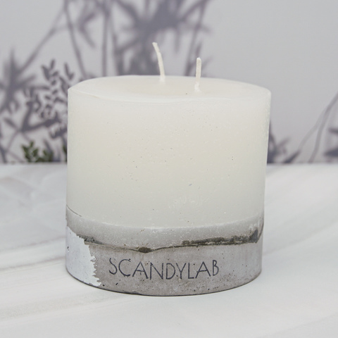 Интерьерная свеча 10х11см SCANDYLAB Beton Candle (белая) SICB-10-11-W