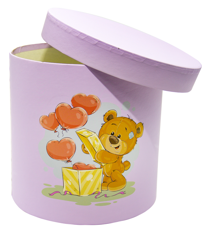 Коробка Цилиндр Сиреневый (Большая Мишки)