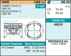 Поршень двигателя TEIKIN 46255 STD (4шт/упак)