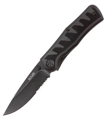 Фото Полуавтоматический складной нож Ruger® Knives Crack-Shot™ Compact, Ken Steigerwalt Design, лезвие Blackwashed Combo 8Cr13MOV, рукоять термопластик/резина