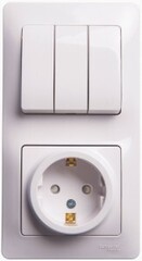 Блок розетка+выкл 3кл Schneider Glossa