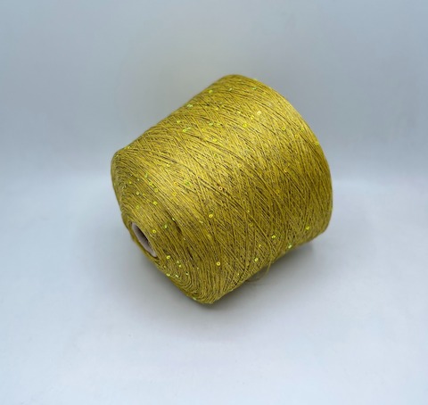 G&G Filati (пр.Италия), art-Lino 440м/100гр, 100%Лен +пайетка(зеленая)+люрекс, цвет-Желто-зеленый. арт.30399