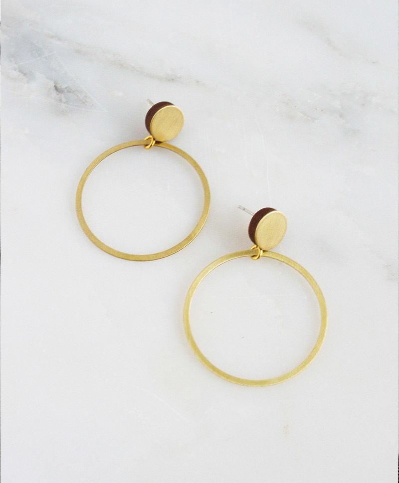 Серьги Dot Hoop Brass