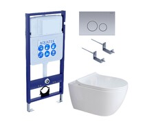 Aquatek SET Aquatek ПОЛАРИС-01-036 4в1 SET Aquatek ПОЛАРИС (рама Aquatek Standard INS-0000012+унитаз ПОЛАРИС AQ0700-01 с тонким сиденьем soft-close+ крепеж KKI-0000002 +панель KDI-0000036) фото