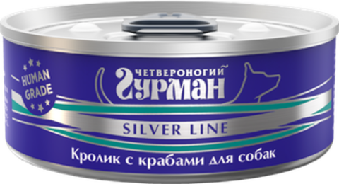 Четвероногий Гурман Silver консервы для собак кролик с крабами в желе 100 гр