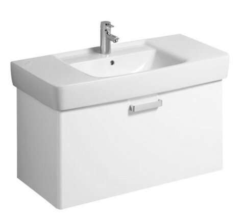 Geberit Renova Plan 879110000 Тумба под раковину, 93x46.3x47.2см, матовый белый / меламиновое покрытие, ультраглянцевый белый / пленочное покрытие