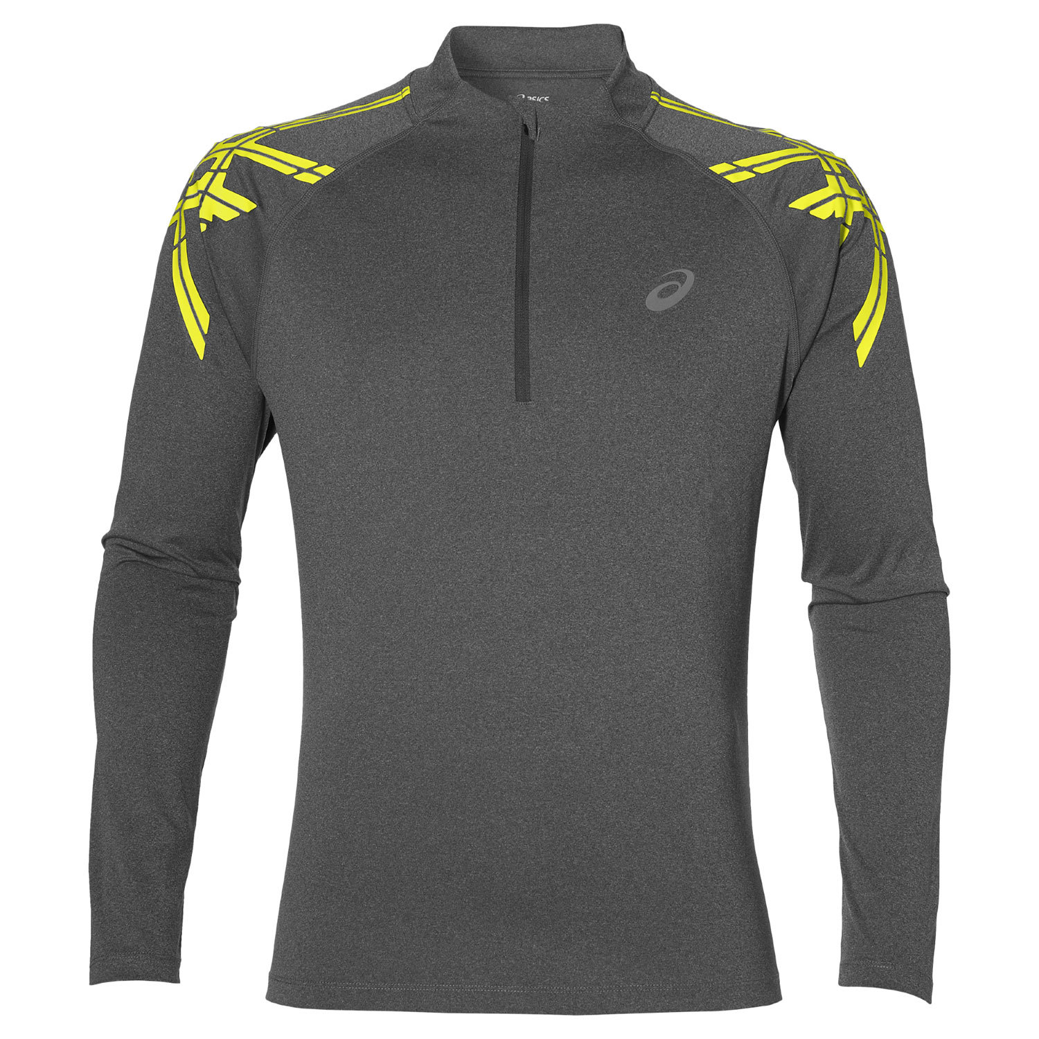 Беговая рубашка мужская Asics Stripe 1/2 Zip серая-желтая