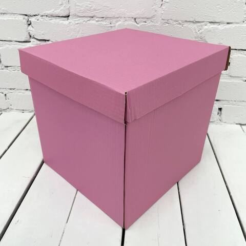 Коробка сборная одиночная, Куб, Розовый, 30*30*30 см, 1 шт.