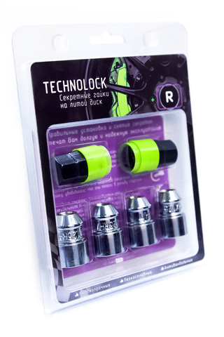 Секретные гайки колеса TECHNOLOCK R М12x1.25x36 ключ=19/21 конус